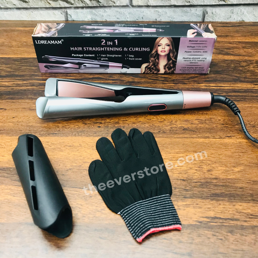 LDREAMAM 2 In 1 Hair Straightener And Curler With LCD Display | Imported